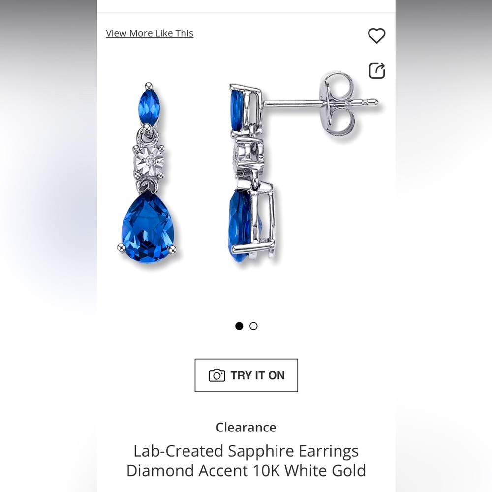 Jared Sapphire Earrings Diamond Accent 10k White Gold